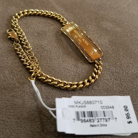 Michael Kors Bracelet Logo Plaque Chain Link Rose Gold Plate Stainless Steel NWT - Picture 8 of 15